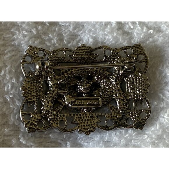 Vintage Noblesse Art Deco Aurora Borealis Silver Tone w/Rhinestones Brooch Pin - Picture 2 of 6
